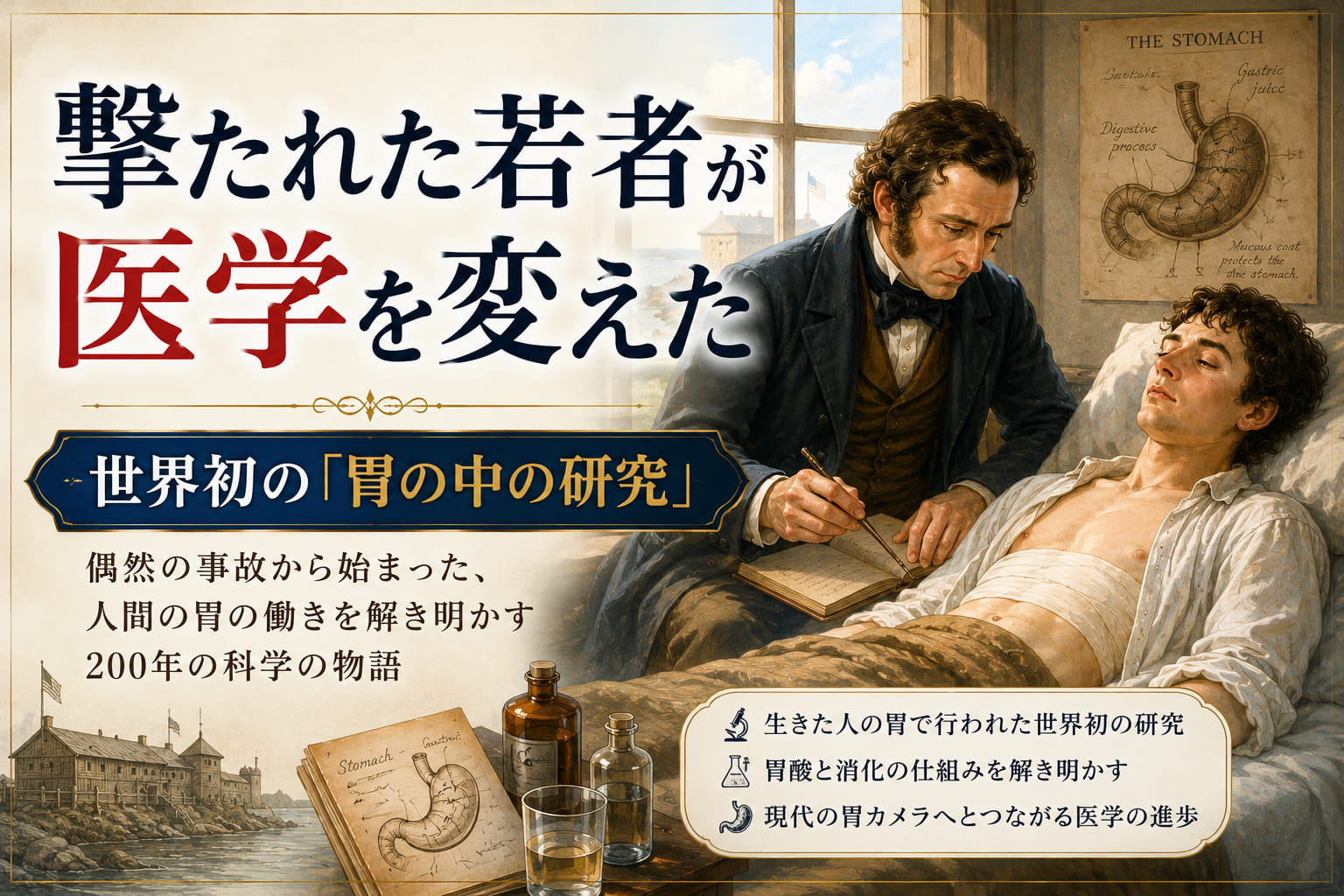 撃たれた若者が医学を変えた ― 世界初の『胃の中の研究』 – 町田北口